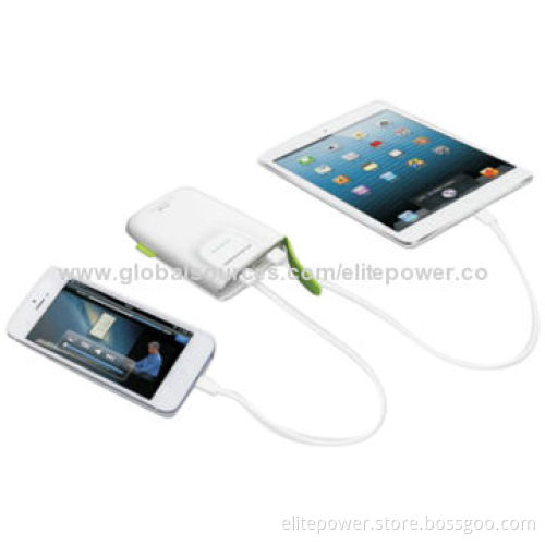 Dual-USB Port Power Banks for iPad 3, iPhone, HTC, Samsung and Nokia with 6,800mAh Capacity